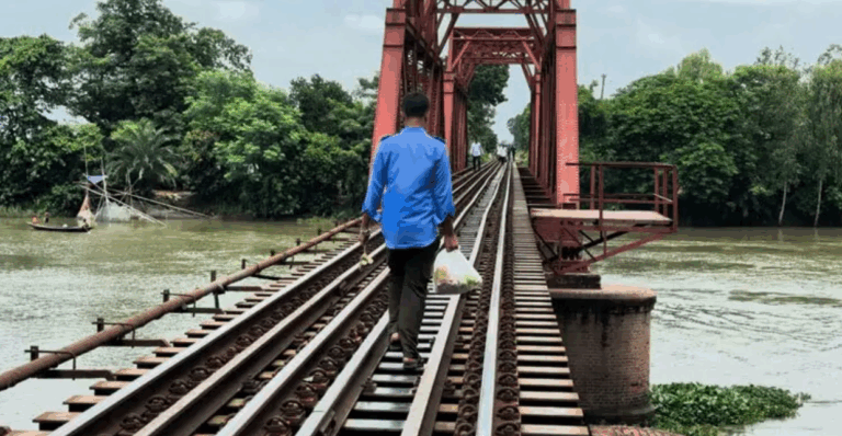 ভাঙ্গুড়ার গুমানী নদীর ওপর রেল সেতুটি কৈডাঙ্গাসহ প্রায় ১৫টি গ্রামের হাজার মানুষের পারাপারের একমাত্র রাস্তা 